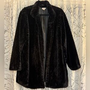 Elegant Black Faux Fur Coat
